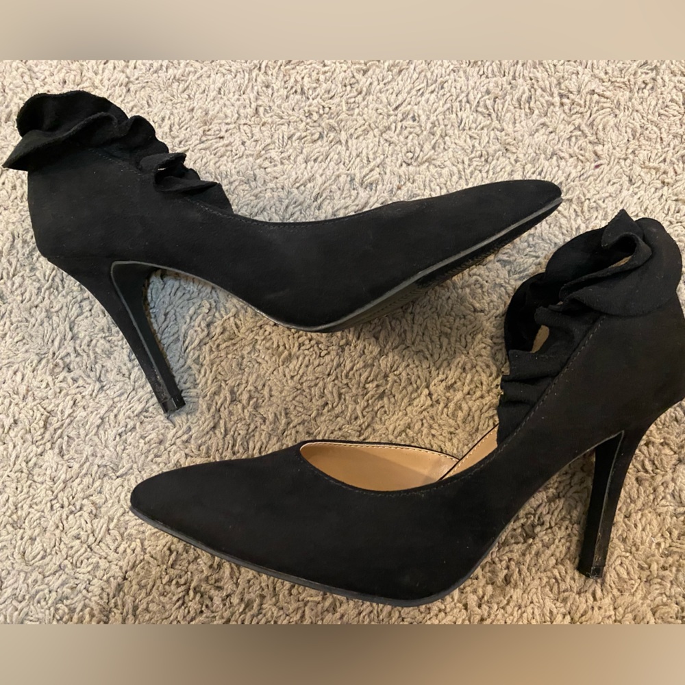 🖤Christian Siriano • black suede heel • 7 • VGUC